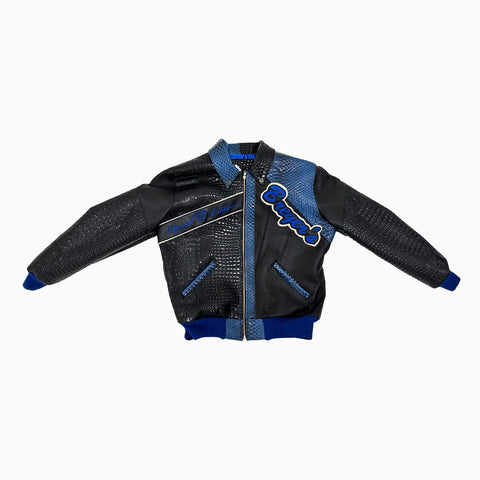 Breyer's Special Rebel Refined Edition Black Blue Combo Leather Jacket