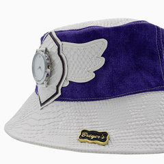 Breyer’s Buck 50 White Purple Combo Street-Smart Bucket Hat with Leather Visor